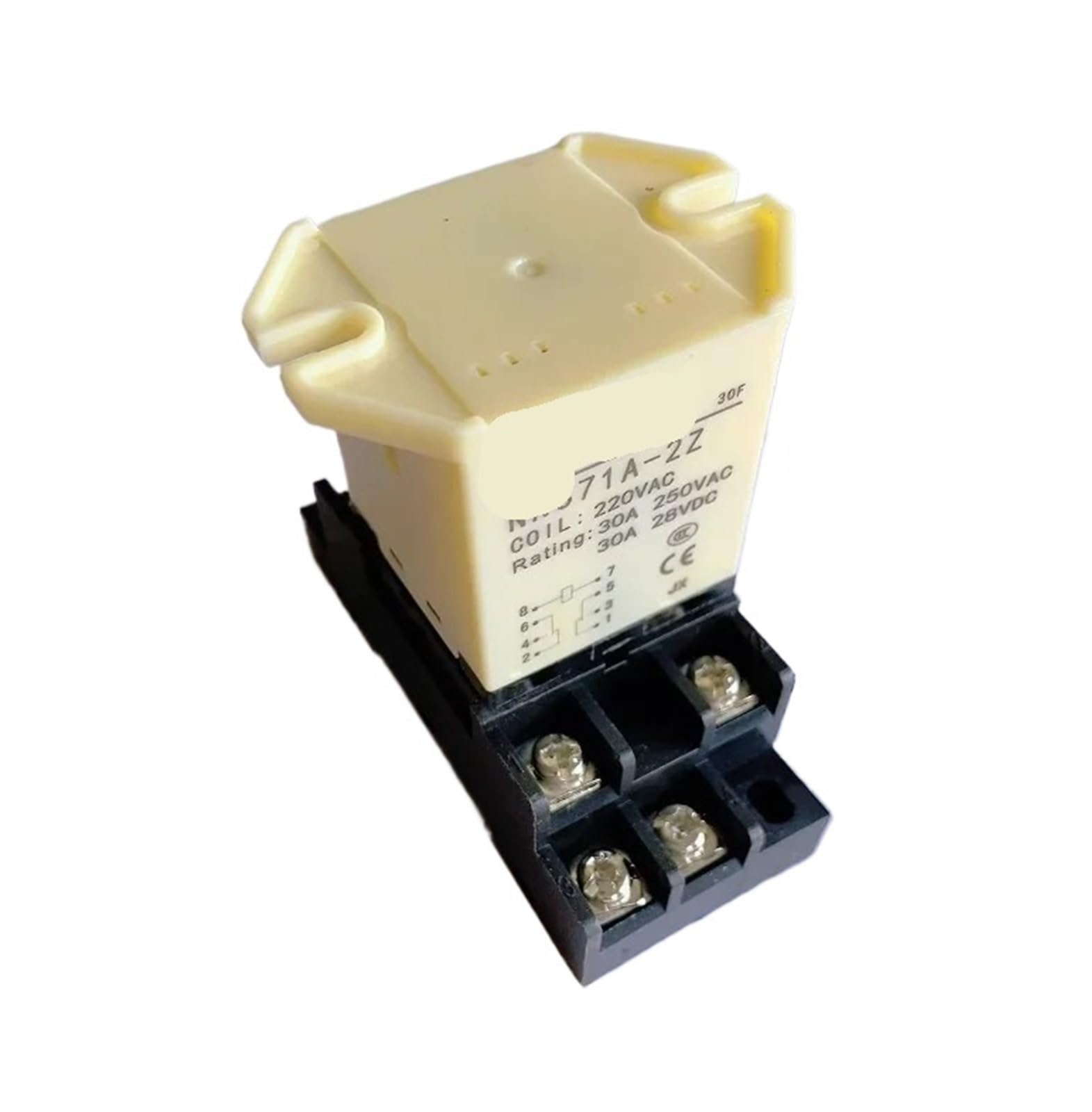 AARTERZZA 1pc NNC71A-2Z / JQX-30F 2Z 30A Relay 8pin with Base AC220V