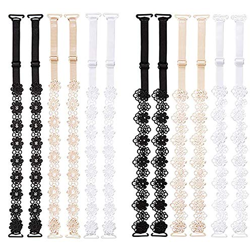 Lot de 6 paires de bretelles de rechange réglables pour soutien-gorge en dentelle florale Cover
