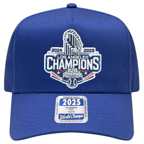 Los Angeles Baseball 2025 Champions Embroidered Patch Hat | Champions | Premium Trucker Hat with Adjustable Snapback (US Alpha One Size Royal)