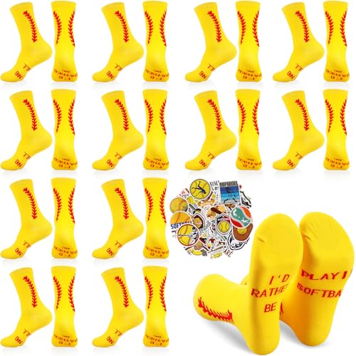 Shinymoon 12 Pairs Softball Socks 100 Pcs Softball Stickers for Sports Team Gifts