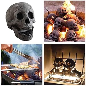 8,7 inch keramische imitatie menselijke schedel vuurlogboek, Halloween vuurplaats schedels, herbruikbare skeletvlam…