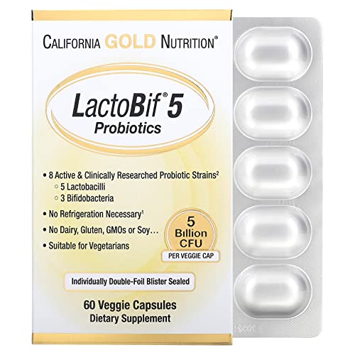 LactoBif 5 Probiotics, 5 Billion CFU, 60 Veggie Capsules, California Gold Nutrition