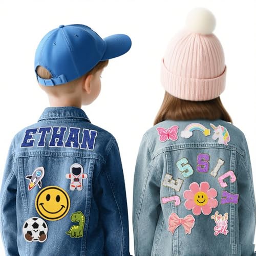 Personalized Kids Denim Jacket with Name Custom Jean Jackets Clothes for 1-12 Years Old Girls Boys Spring Fall Outerwear