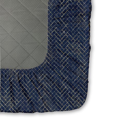 Image of Stoa Paris 300TC UltraSatin King Fitted Bedsheet Set with 2 Pillow Covers, Gentle on Skin & Hair, Wrinkle & Fade Resistant, Home Decor, Gift for Couple, Starlit Night - Navy (183cm x 198cm + 30cm)