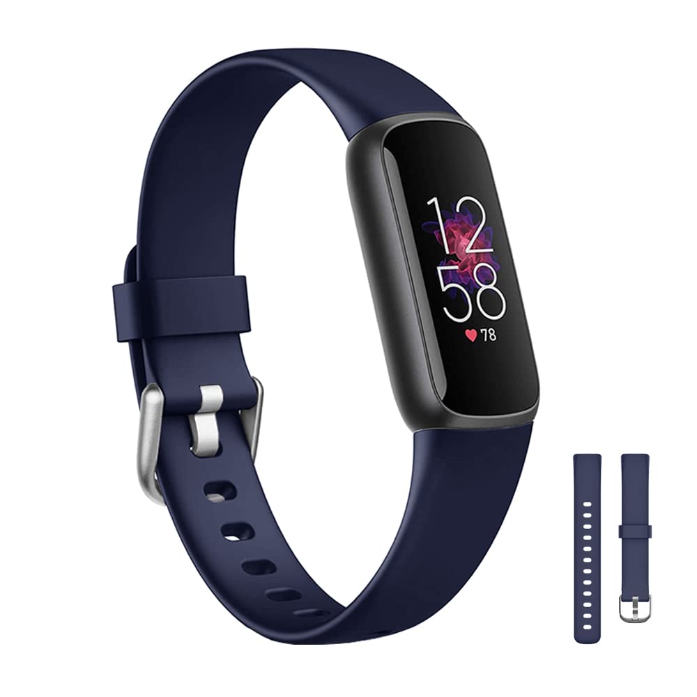 Navy Luxe Straps Compatible with Fitbit Luxe Watch Bands Wrist Strap for Men Women Colorful Silicone Sport Watchband Bracelet Bangle Wristband Replacement Accessories with Metal Buckle Small Wrist