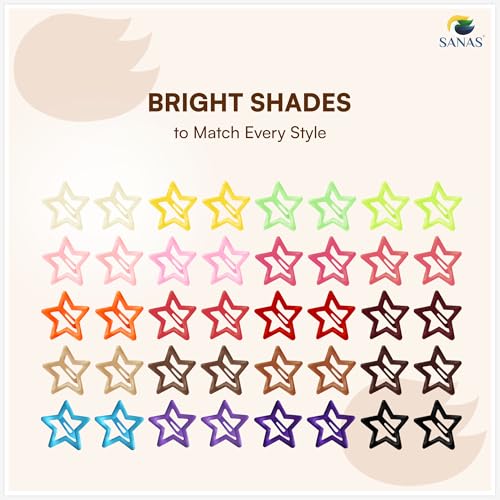 Image of Sanas (40Pcs) Star Baby Hair Clips For Girls Gift Items Soft Edges For Kids' Hair Accessories For Kids Girls Mini Tic Tac Clips For Woman Star-Shaped Tic Tac Clip For Baby Girls (40Pcs) (Multicolor)