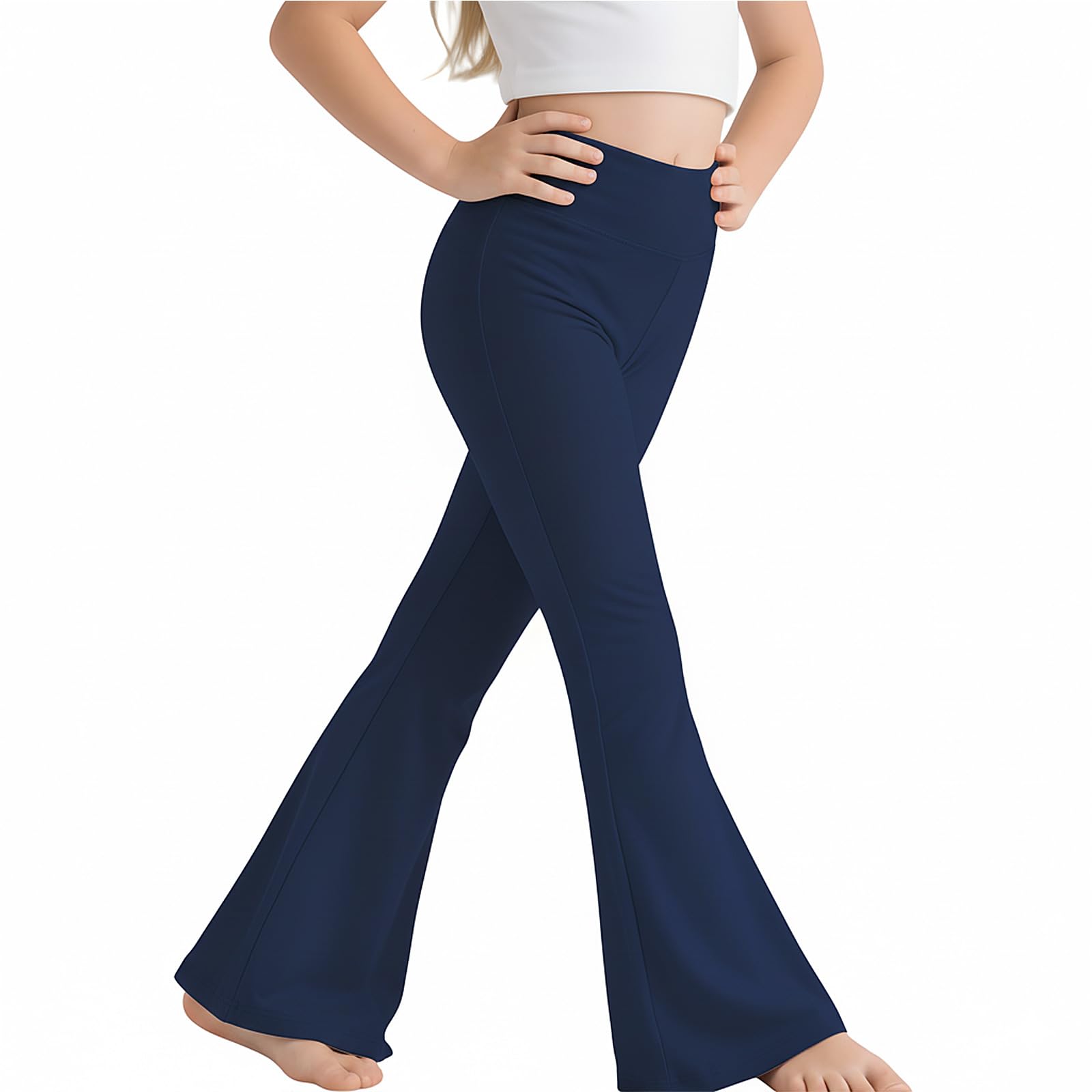 Sahunfri Girls Flared Leggings High Waisted Tummy Control Yoga Pants for Kids, Breathable Stretchy School Trousers Suitable for Dance — view 9