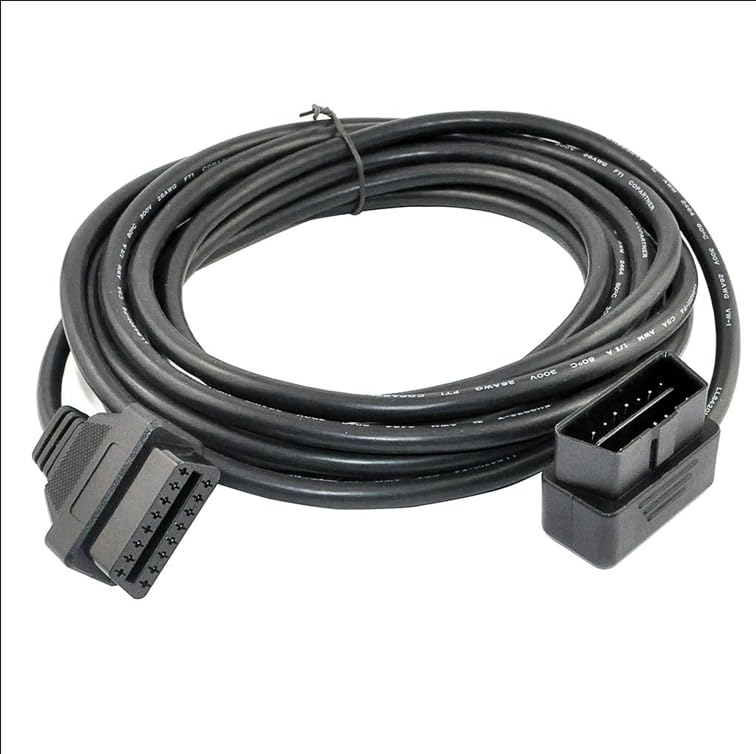 16FT/5m 16Pin OBD2 Extension Cable for Car Diagnostic Tool, OBD-II 16 Pin Right Angle Male to Female ELM327 Diagnostic Extension Cable