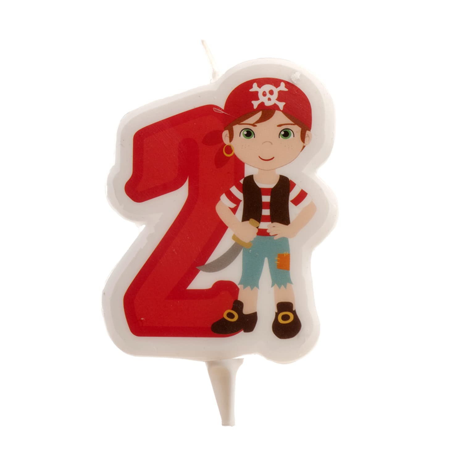 Dekora Multicolour - 2D Pirate Birthday Candles For Children's Cakes - Number 2