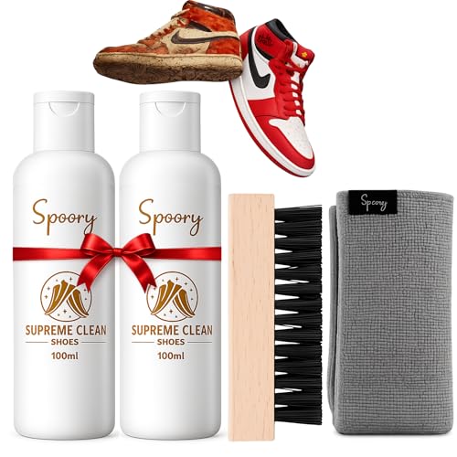 Image of Shoe Cleaning Kit | Shoe Brush + Microfiber + Sneaker Cleaner Liquid Solution (2 x 100ml) | Suitable for Sneaker, Nubuck, Canvas, Knit, Trainers, Sports Shoe, Suede