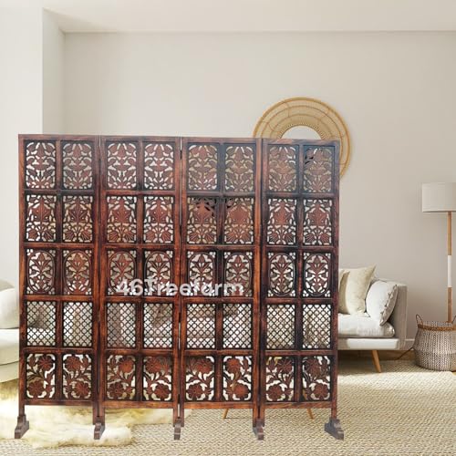 Image of Wooden Room Partition /Screen /Room Divider /Room Separator for Livng Room Bedroom Home Office Restarurant Hallway 20Inches Wide (4 Panel 6 Feet with Stands)