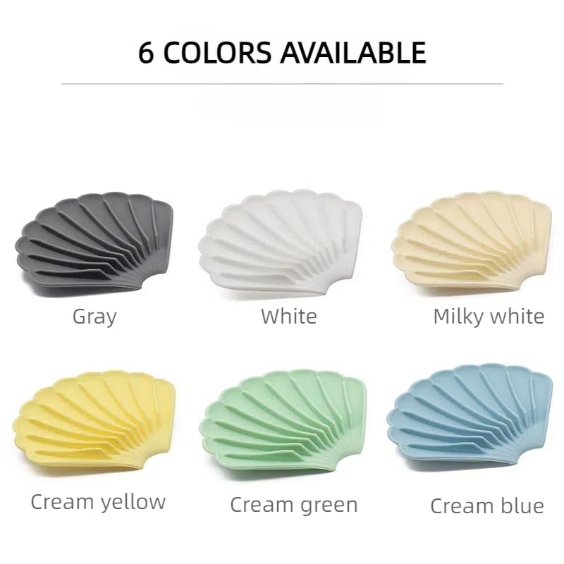 Generic YGB Self-draining silicone soap box, non-punch-free deflecting soap dish, shell non-slip soap mat, sponge holder, soft rubber soap holder for bathroom supplies (cream blue)