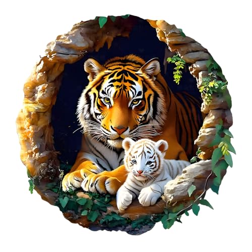 Calcomanía vinilo tigre y cachorro diseño 3D removible miniatura 1