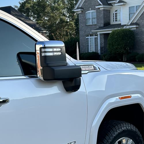 Image of Car Truck Antenna with Tire Valve Caps American Flag Universal Short Replacement for GMC Sierra Chevy Silverado Dodge Ram 1500 2500 3500 Ford F150 F250 F350 Super Duty Raptor Accessories, Chrome