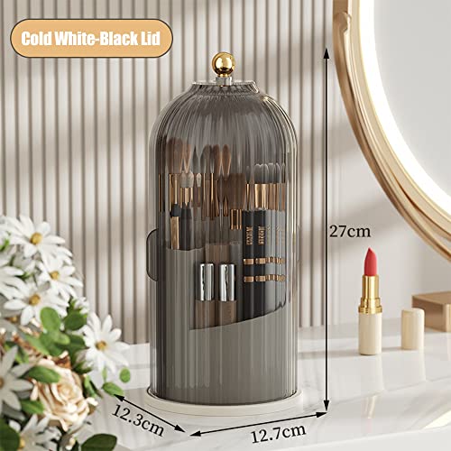 STARRY G Cosmetic Organiser Bucket with Visible Cover, 360° Rotating Makeup Organiser, Makeup Brush Holder Storage Case - Image 2