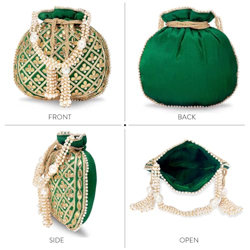 Image of Aheli Embroidered Potli Bag Gift for Women Handmade Ethnic Purse Evening Handbags Stylish Bridal Fashion Clutch Bag