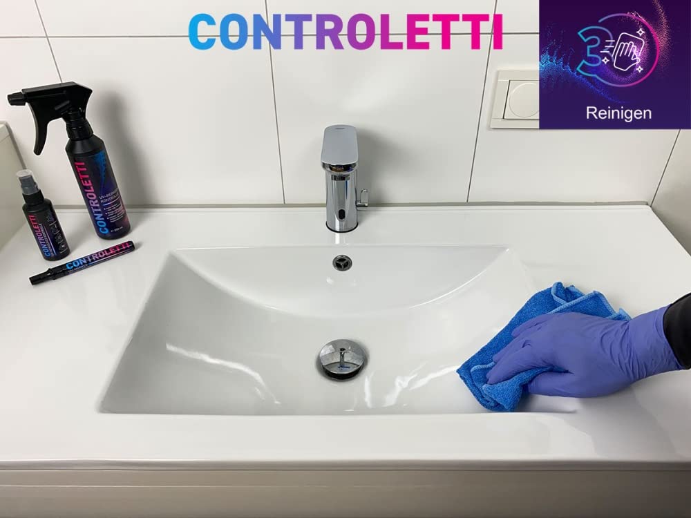 Controletti UV Reinigungskontrolle - Schwarzlicht Hygienetest zur Hygienekontrolle von Flächen (Maxi Set)