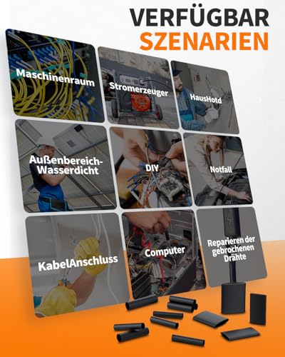 Eventronic 400 Stück Schrumpfschlauch Set, 3:1 Schrumpfung, IP65 Wasserdicht Schrumpfschlauch mit Kleber, Insgesamt 40,5 m, Ideal für Elektrische Isolierung und Drahtverbinder, Niemals Verblassen