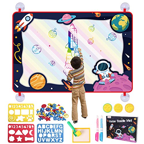 BeebeeRun Agua Dibujo Pintura 109 X 72 cm Alfombra de Agua Doodle Agua Doodle Esteras Mágicas con Pluma de Graffiti Herramientas de Pintura Juguete Educativo Regalo Ideal para niños(Solo Lado)