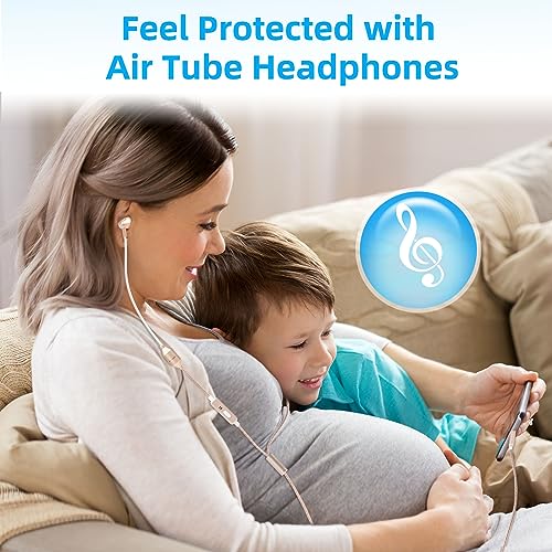ibrain Air Tube Headphones Air tube Earbuds for Protection Airtube Headset with Microphone in Ear Earphones Wired Compatible with 3.5mm Jack for Safe and Healthy Listening - Gold