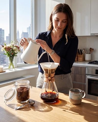 Image of AGOGO Pour Over Coffee Maker Set, 20oz Slim Style, 50 Paper Filters | Barista kit for home kitchen, Cafe, Camping & Office; 20oz-40oz Classic, Slim, Diamond styles; Includes brush & towel.