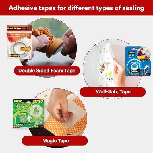 Image of 3M Scotch BOPP Packaging Transparent Tape | 48mm x 50 Meter | Pack of 2 | Strong Adhesive sealant | for Packaging, Decorating and DIY
