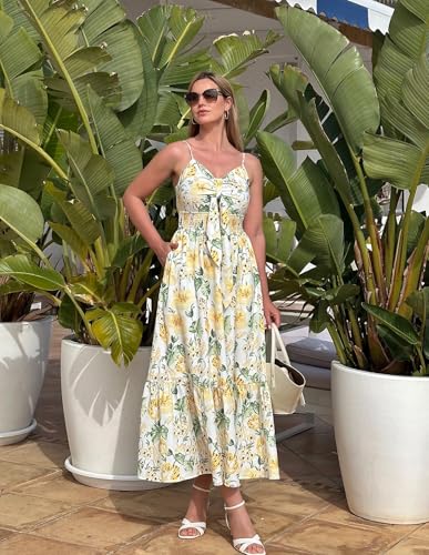 Image of GRACE KARIN Womens Summer Floral Maxi Dresses 2026 Long Flowy Boho Dress Beach Vacation Sundresses Casual Clothes with Pocket