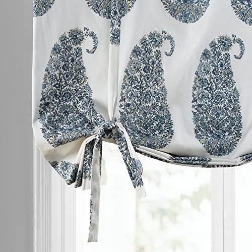 Image of HPD Half Price Drapes Room Darkening Tie Up Curtains 46 X 63 Inch Paisley Printed Cotton Window Roll Up Balloon Curtain for Living Room, Kitchen PRTW-TUD42A-63 (1 Panel), Paisley Park Blue