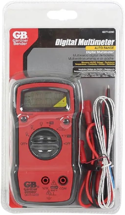 GDT-3200 Digital Multimeter, 7 Funct., 7 Range, Tests AC/DC Volt, Resist, Diode, Continuity, Temp and Battery, Auto Ranging