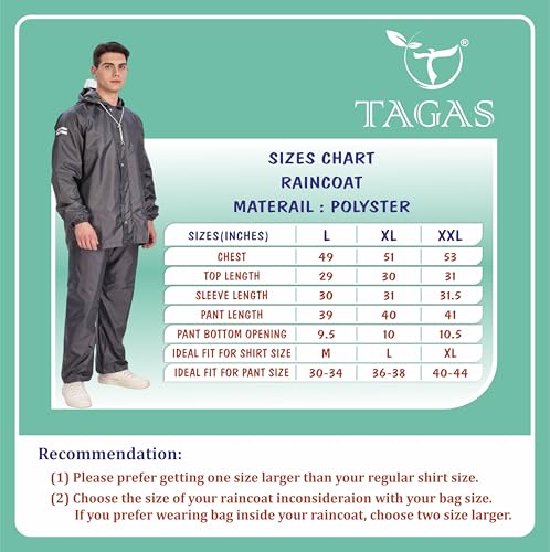 Image of TAGAS Men's Raincoat ||Waterproof for Bike ||Reversible Double Layer with Hood || Set of Top and Bottom With Cap rain Wear
