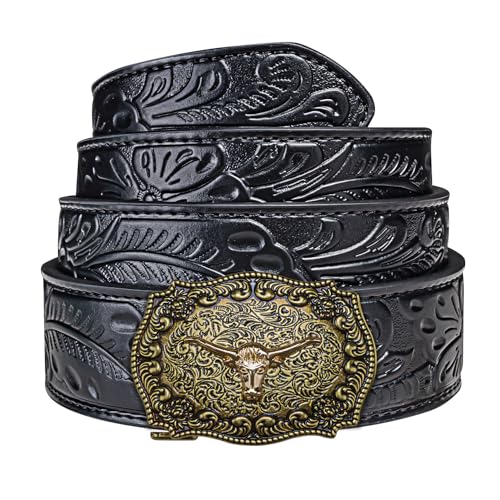 Image of Dubulle Designer Men's Belts, Ratchet Leather Sliding Buckle Dress Belt | 1 3 /8 inch(3.5cm) Genuine Leather Adjustable Strap, Automatic Ratcheting Buckles, Gift‑Boxed, Trim to Fit, for Business Casual