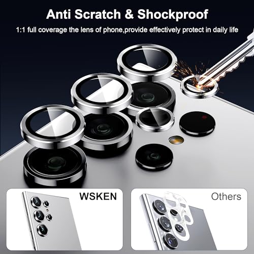 Image of WSKEN for Samsung Galaxy Ultra Camera Lens Protector, Ultra Thin Scratch Resistant 9H Tempered Glass with Aluminum Metal Circle Camera Screen Protector Cover Accessories
