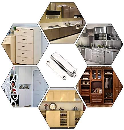 Mousike Magnetic Door Catch 30KG Strong Stainless Steel Cabinet Magnetsfor Kitchen Cupboard Wardrobe Closet Cabinet Door Latch (Silver 2 Pack)