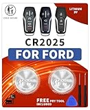 BBXSA Key Fob Replacement Batteries for Ford (2013-2018) Edge Explorer F150 F250 F350 F450 F550 Fusion Mustang for Lincoln MKC MKX MKZ Smart Remote Battery CR2025 (Pack of 2) (Check Fitment Guide)