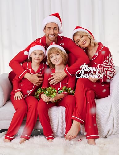 Ekouaer Christmas Family Matching Pajamas Long Sleeve Button Down Pj Set Festival Party Sleepwear3