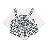 Babykoiベビー服ボディースーツスカート付きワンピース長袖女の子春秋子供服赤ちゃん前ボタンプレゼント贈り物通園服バースデーチェック柄ブラック24M