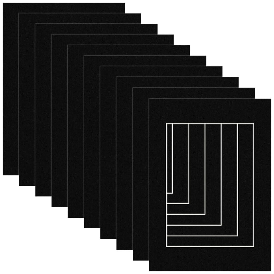 Procut Global A6 Black Picture Mounts Board to Fit A7 Aperture Size - Photo Mount Card Ideal for Prints, Artwork, Crafts & Certificates - Sizes & Colors Available - Pack of 10 — image 1