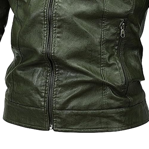 Chaqueta bomber de cuero para hombre color sólido miniatura 5