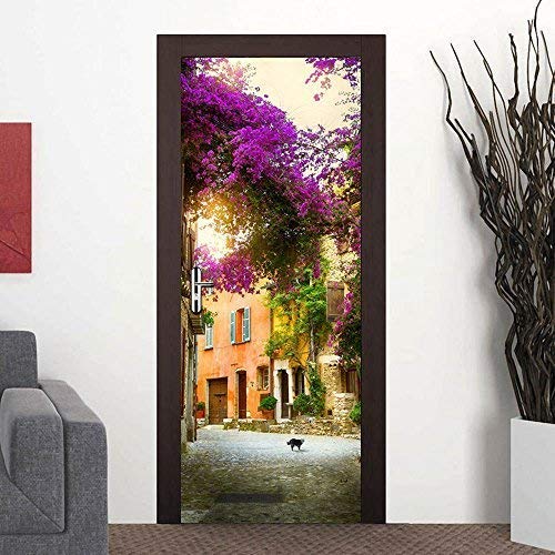Wallflexi Porta murale Spring Garden Home Decorazione da Parete murale Decalcomanie Soggiorno cameretta Ristorante Hotel Café Office Décor Rimovibile Autoadesivo, Multicolore