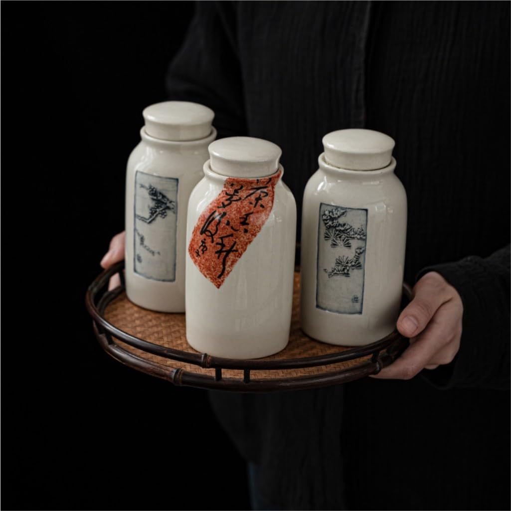 Pojemnik ceramiczny na herbatę, mały, szczelny zbiornik do przechowywania herbaty, pojemnik na herbatę, zestaw do herbaty, pojedynczy zbiornik do przechowywania herbaty (C)