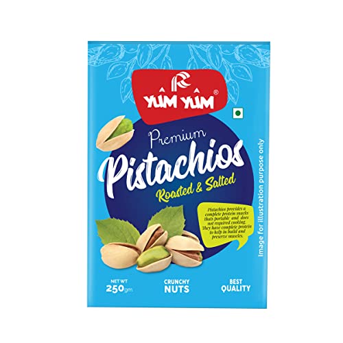 Image of YUM YUM Premium California Roasted & Salted Pistachios 250g| Pista Dry Fruit| Tasty & Healthy| High in Protein & Dietary Fiber | Gluten Free & Low Calorie Nuts