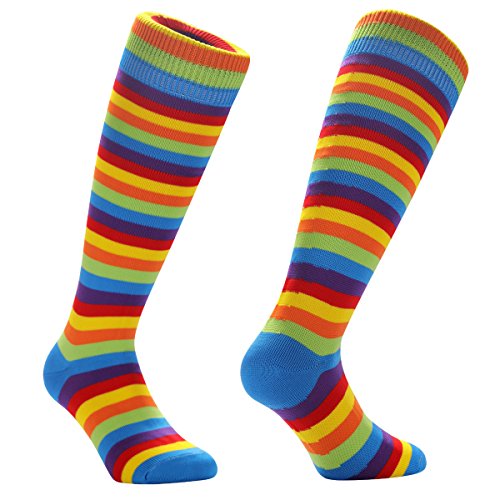 Samson Hosiery® Medias altas unisex de colores a la moda., color Arco Iris, tamaño M 
