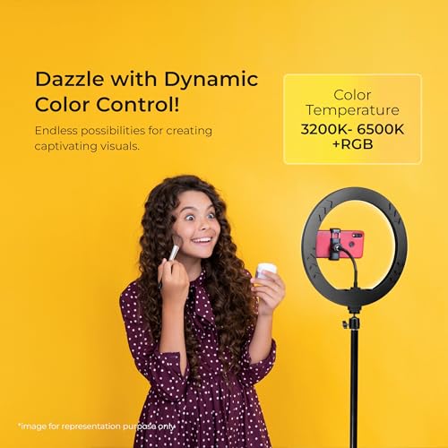 DIGITEKยฎ (DRL-14C RGB) 14 Inch Multi-Color LED Ring Light with 5ft Stand and Smartphone Mount, USB Support - Professional Lighting Solution for Photography, Video, YouTube and Content Creation - Image 7