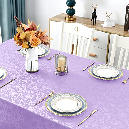 Image of Romanstile Waterproof Vinyl Tablecloth Rectangle, 52 x 70 Inch, Rose Purple | Flannel Backing Wipeable Table Cloth, Heavy Duty Plastic PU Table Cover for Kitchen Dining, Indoor & Outdoor Use