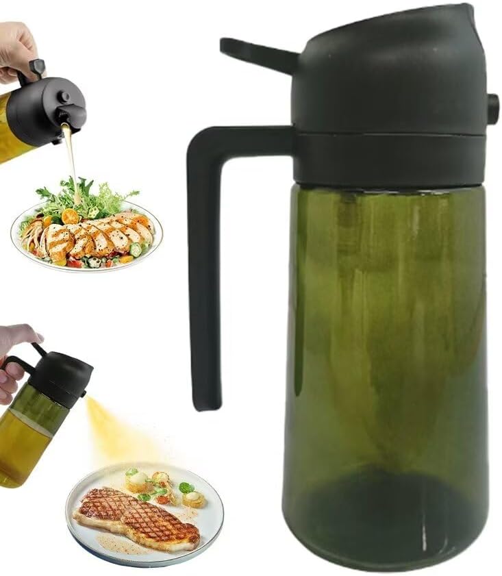 Kitchen Maiden 2 in 1 Oil Dispenser, New Kitchenmaiden 2 In 1 Oil Sprayer for Cooking，Olive Oil Dispenser Bottle Spray And Pour for Air Fryer, Salad, Frying, BBQ