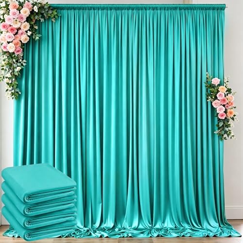 10 ft x 20 ft Wrinkle Free Turquoise Backdrop Curtain for Parties, Thick Polyester Teal Photo Backdrop Drapes,4 Panels 5ft x 10ft for Baby Shower Wedding Engagement Birthday Mermaid Party