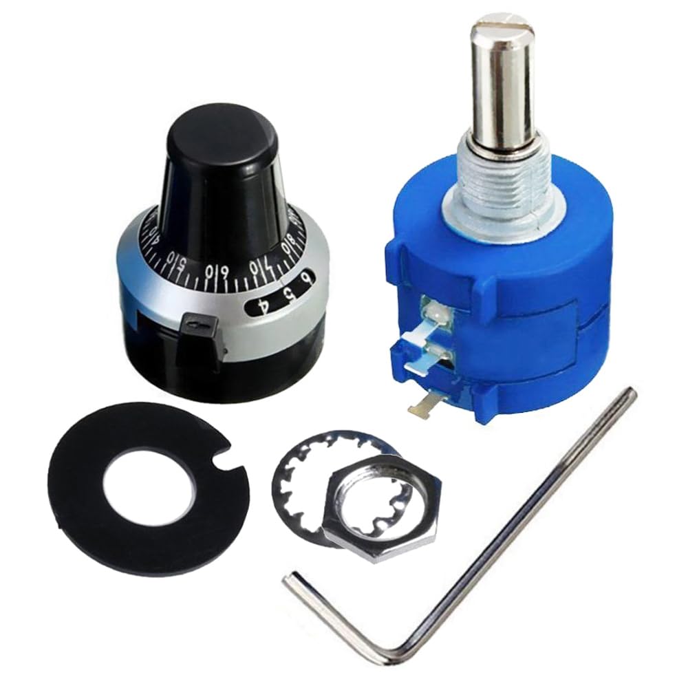 TopHomer, set di potenziometri filo avvolto multigiro di precisione 3590S-2-102L, 1 K Ohm, 10 giri, resistore lineare regolabile con manopola rotativa