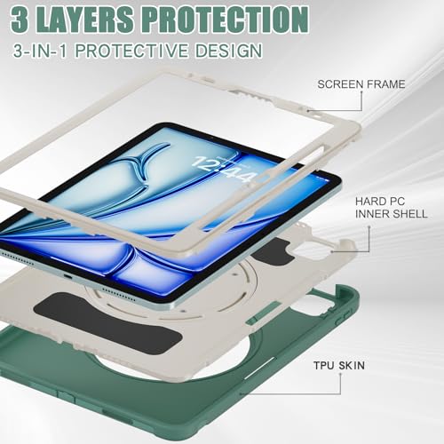 Étui antichoc iPad Air 4e/5e génération 10,9" avec support rotatif vert - 5