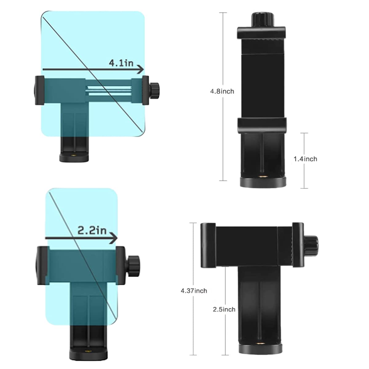 Koolehaoda Phone Tripod Mount, Universal Smartphone Holder 360 Rotates And 180 Tilts Adjustable With 2 Cold Shoe And 1/4″ Screw For IPhone, Android Cell Phone, Selfie Stick, Camera Stand