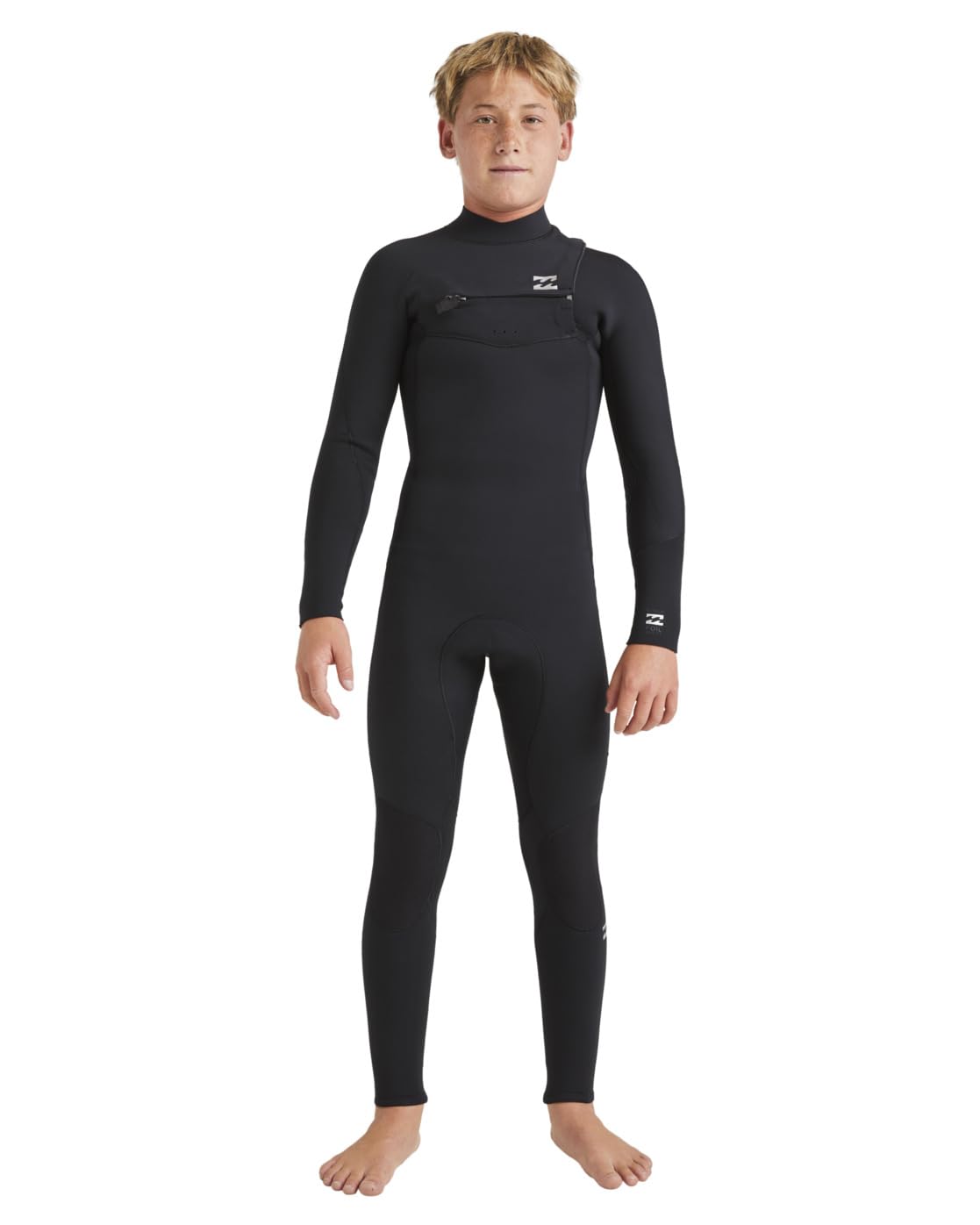 BILLABONG Traje de Neopreno Junior Foil de 5/4 mm con Cremallera en el Pecho - Negro - Manga Larga - Tipo de Espuma de Neopreno: Espuma Lite, parcialmente reciclada